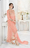 7210-C LIGHT PEACH GLOSSY SAPPHIRE WEDDING WEAR DESIGNER DRESS - Asian Party Wear