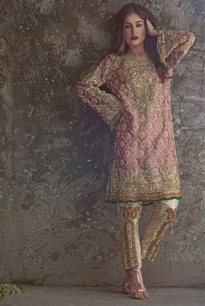 Rose Pink Heavy Embellished Pakistani Wedding Salwar Suit - Asian Party Wear