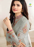 5555 HARBOR MIST GREY KASEESH JANNAT EMBROIDERED GEORGETTE PRACHI DESAI STRAIGHT SALWAR SUIT - Asian Party Wear