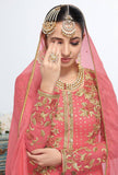 PEACHY PINK HEROINE INDIAN WEDDING PALAZZO SUIT - Asian Party Wear