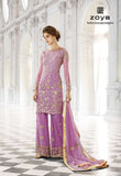 Lilac Embroidered Lehenga Princess Cut Dress - Asian Party Wear