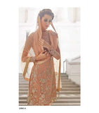 Peach Wedding Lehenga Net Embroidered Indian Dress - Asian Party Wear