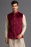 Dark Maroon Men's Nehru Waistcoat Indian Menswear - Asian Party Wear