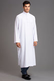 White Long Sleeve Menswear Thobe Jubba - Asian Party Wear