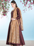 AC-76 PLUM KALIDAAR EMBROIDERED READY MADE DRESS - Asian Party Wear