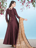 AC-76 PLUM KALIDAAR EMBROIDERED READY MADE DRESS - Asian Party Wear