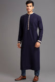 NAVY BLUE READYMADE MEN'S JUBBA - Asian Party Wear