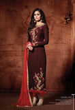 DARK MAROON 102 MUGDHA DESIGNER STRAIGHT SALWAR KAMEEZ - Asian Party Wear