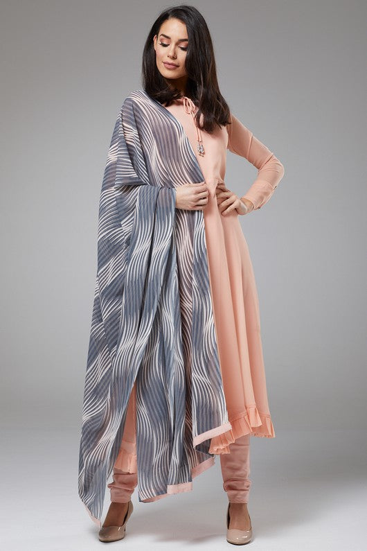 PEACH PAKISTANI DESIGNER A LINE SUIT WITH CONTRAST DUPATTA PEACH PAKISTANI DESIGNER A LINE SUIT WITH CONTRAST DUPATTA