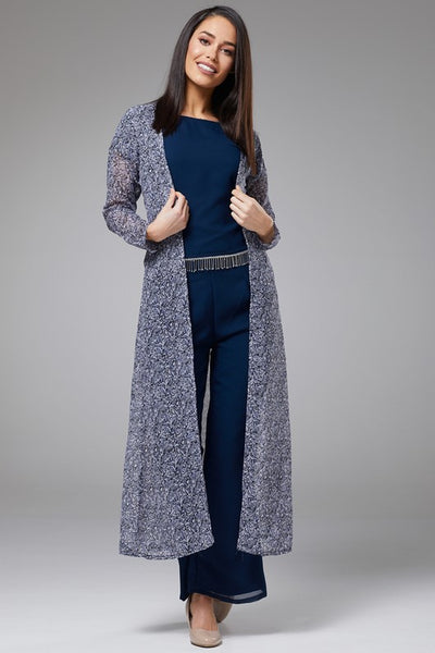 BLUE DESIGNER BOOT CUT PANT SUIT - Asian Party Wear