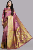 ROSE PINK & GOLD BANARASI TRADITIONAL READYMADE SAREE - Asian Party Wear