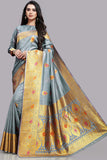 FADED DENIM EASTERN STYLE INDIAN ETHNIC BANARASI SAREE - Asian Party Wear