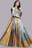 FADED DENIM EASTERN STYLE INDIAN ETHNIC BANARASI SAREE - Asian Party Wear