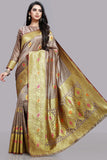 BROWN & GOLD INDIAN DESIGNER WEDDING STYLE BANARASI SAREE - Asian Party Wear