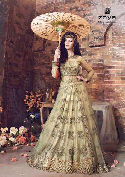 18004 GREEN ZOYA STYLE EMERALD WEDDING WEAR LEHENGA - Asian Party Wear