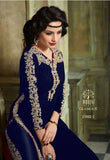 M23002-C NAVY BLUE MOHINI COLOUR ADDICTION VELVET SUIT - Asian Party Wear