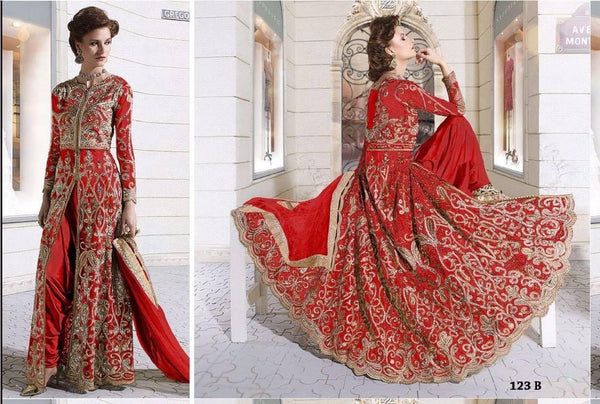 Red Indian Designer Wedding Wear Dress - Asian Party Wear