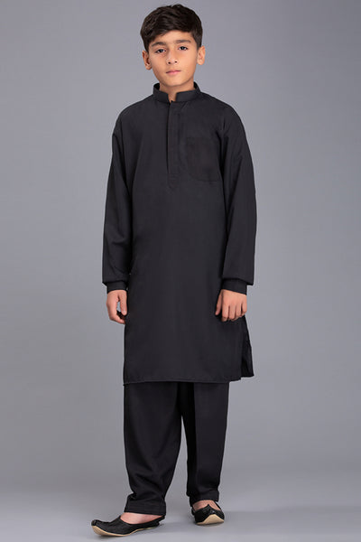 Black Designer Boy Dress Desi Kids Kurta Shalwar - Asian Party Wear