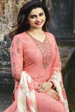 Peachy Pink Indian Party Wear Churidaar Suit - Asian Party Wear