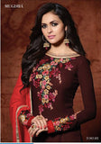 DARK MAROON 102 MUGDHA DESIGNER STRAIGHT SALWAR KAMEEZ - Asian Party Wear