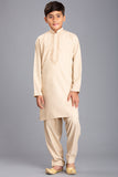 Beige Pakistani Kids Boys Shalwar Kameez Suit - Asian Party Wear