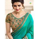 Z17704 TURQUOISE KASEESH PRACHI GEORGETTE SAREE WITH HEAVY EMBROIDERED BLOUSE - Asian Party Wear