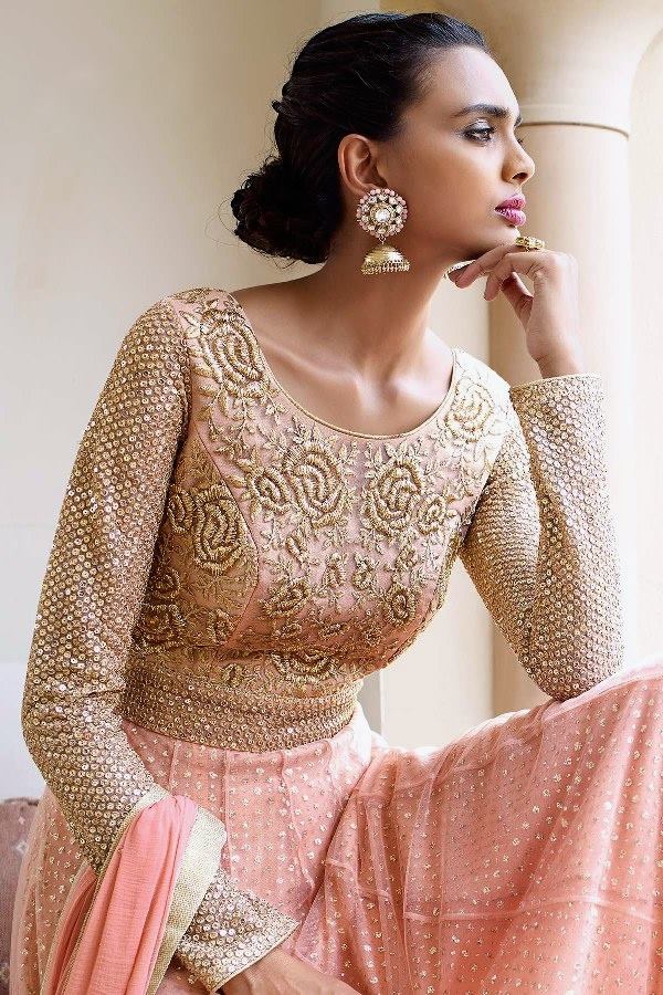 Peach Indian Wedding Gown Elegant Party Dress Peach Indian Wedding Gown Elegant Party Dress