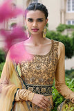 Bridal Wedding Dress Beige Heavy Embroidered Anarkali Suit - Asian Party Wear