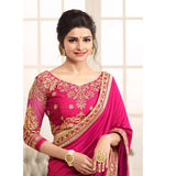 17706 PINK KASEESH PRACHI GEORGETTE SAREE WITH HEAVY EMBROIDERED BLOUSE - Asian Party Wear