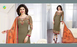 Mehndi Green & Orange Pakistani Salwar Suit - Asian Party Wear