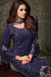 LAVISHING BLUE AND GREY PARTY WEAR SALWAR SUIT - Asian Party Wear