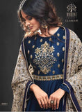 TEAL BLUE SILK EMBROIDERED ASIAN WEDDING GOWN (2 weeks delivery) - Asian Party Wear