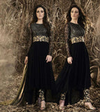 Black Flared Anarkali Style Wedding Dress - Asian Party Wear