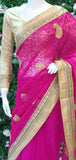 MAGENTA NET EMBROIDERED ETHNIC SAREE - Asian Party Wear