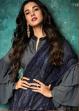 Silver Grey Pure Silk Evening Party Gown (3 weeks delivery) - Asian Party Wear