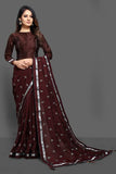 CHOCO BROWN INDIAN DESIGNER READYMADE SAREE - Asian Party Wear