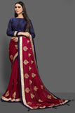 ZAC20-31 Cinnamon Stick & Blue Mix Spring Summer Festive Saree - Asian Party Wear