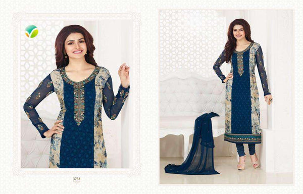 3753 LAPIS BLUE KASEESH PRACHI 18 PARTY WEAR GEORGETTE SUIT - Asian Party Wear