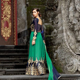 1308 BLUE AND GREEN BELA DESIGNER ANARKALI SUIT - Asian Party Wear