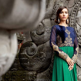 1308 BLUE AND GREEN BELA DESIGNER ANARKALI SUIT - Asian Party Wear