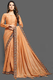 ORANGE PEEL ETHNIC DESIGNER SAREE - Asian Party Wear