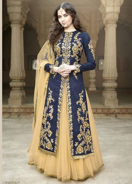 Elegant Anarkali Lehenga - Banglori Silk - Asian Party Wear