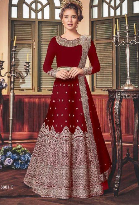 Buy Bridal Red Embroidered Wedding Anarkali Suit In USA, UK, Canada,  Australia, Newzeland online
