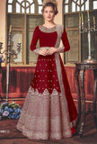 MAROON INDIAN WEDDING ANARKALI DRESS - Asian Party Wear