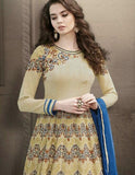 1505 BEIGE GULZAR GEORGETTE SEMI STITCHED ANARKALI OUTFIT - Asian Party Wear