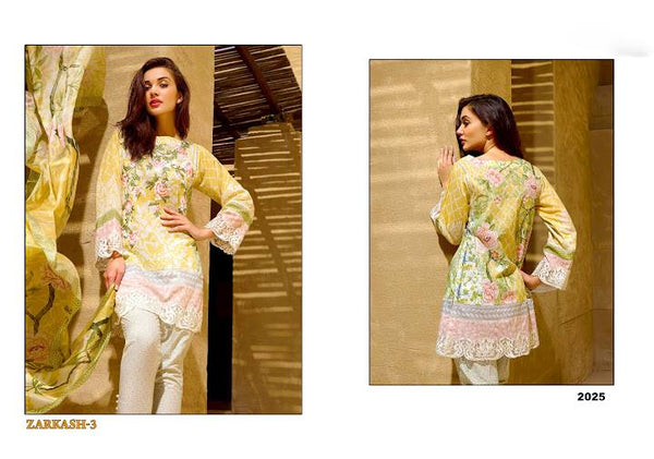 Z2025 ZARKASH-3 PRINTED CAMBRIC COTTON/LAWN SALWAR KAMEEZ SUIT - Asian Party Wear