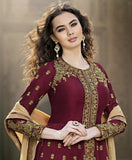 Maroon Banglori Silk Lehenga - Silk Lehenga - Asian Party Wear