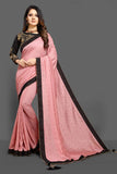 CORAL PINK & BLACK INDIAN PAKISTANI PARTY SAREE - Asian Party Wear