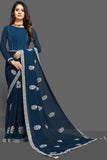 ZAC20-22 CLASSIC BLUE INDIAN PARTY WEAR SAREE - Asian Party Wear