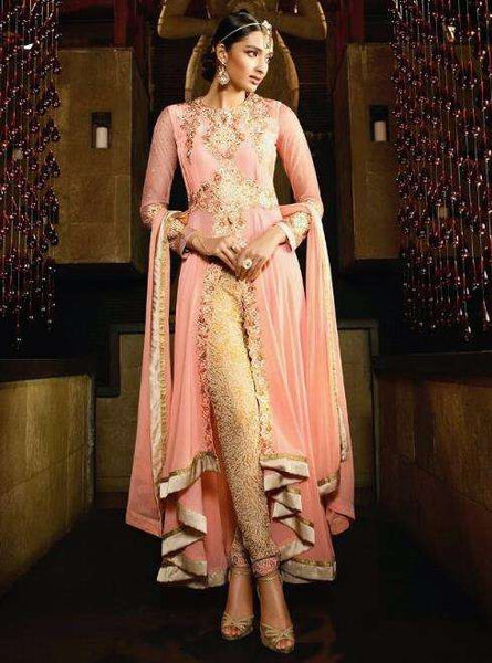 9103 PEACH AAFREEN ADAA VOL 2 DESIGNER PANT STYLE SUIT - Asian Party Wear